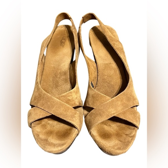 UGG Hazel Suede Wedge Slingback Sandals – Size 7 - Picture 2 of 7